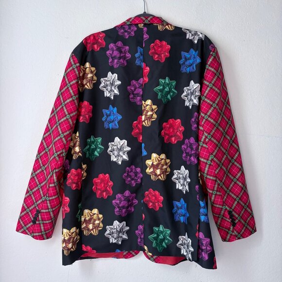 Holiday Time Mens Festive Plaid & Gift Bow Christmas Blazer Jacket Size 2XL - Picture 2 of 7